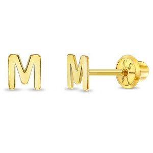 Girls' Itsy Bitsy Initial Letter Screw Back 14k Gold Earrings - In Season Jewelry - 1 of 4