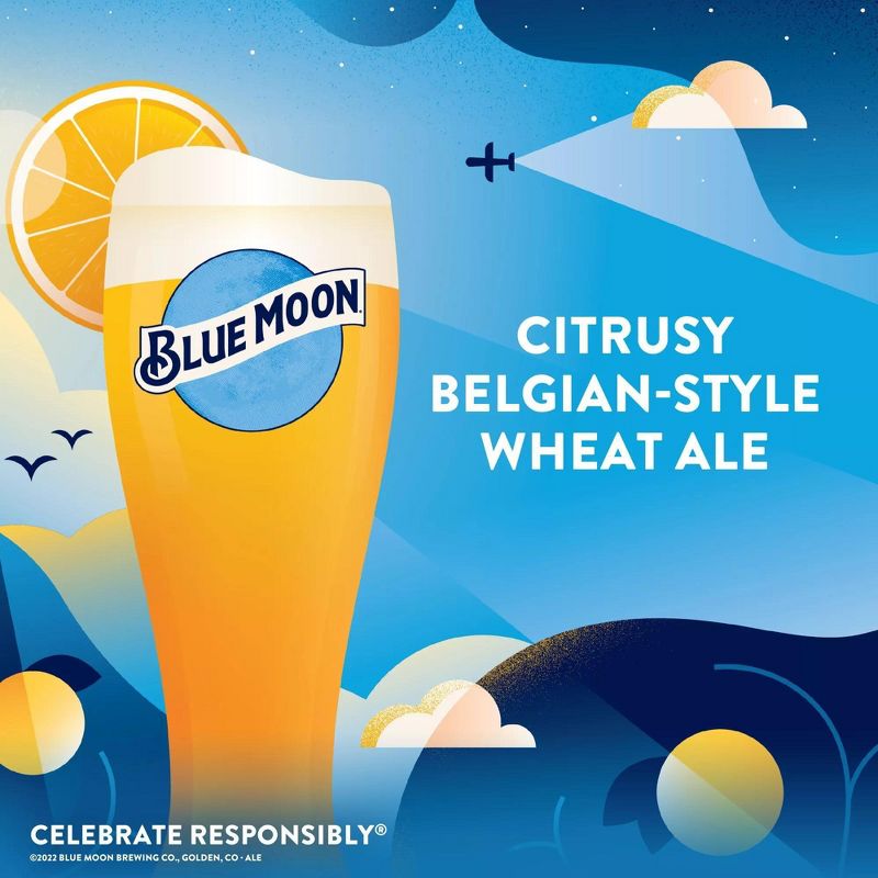 Blue Moon Belgian White Wheat Ale Beer - 15pk/12 fl oz Cans, 4 of 8