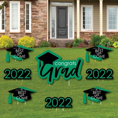 Big Dot of Happiness Green Grad - Best is Yet to Come - Yard Sign and Outdoor Lawn Decorations - Green 2022 Graduation Party Yard Signs - Set of 8