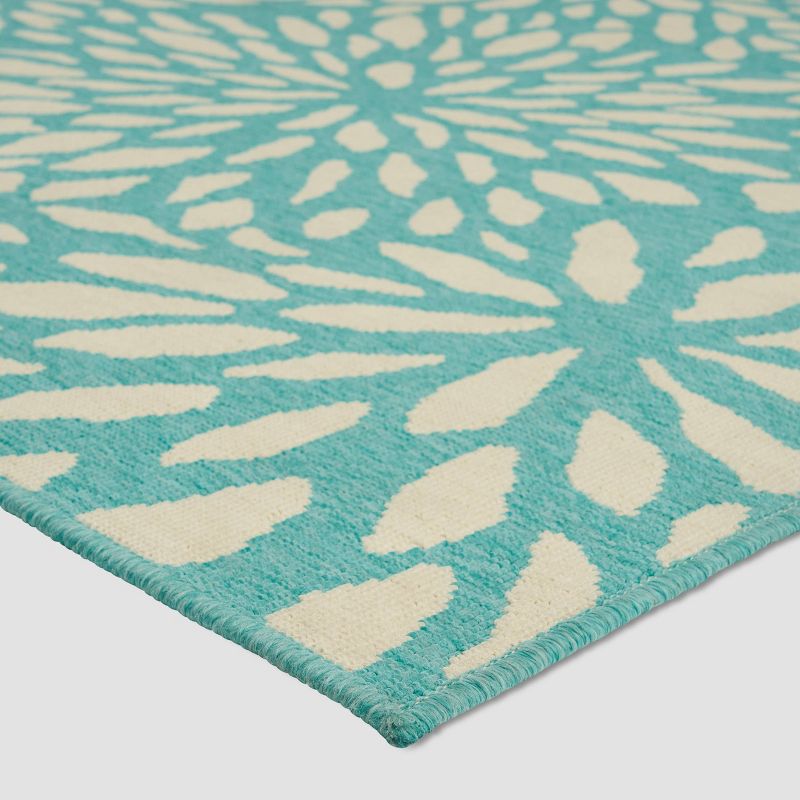Simone Floral Outdoor Rug Blue/Ivory - Christopher Knight Home, 3 of 7