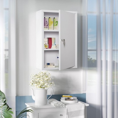 Vynxaria Steel Wall-Mount Medicine Cabinet: 3-Tier Lockable Emergency Box for Bathroom or Kitchen, Complete with 2 Keys.
