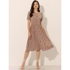 Allegra K Women's Floral Round Neck Ruffle Sleeve Button Down Midi Shirt Dress - 3 of 4