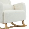 PAGED Modern Rocking Chair, Teddy Fabric Accent Chair with Pillow and Wooden Legs, Reading Chair for Bedroom, Living Room Furniture - 4 of 4