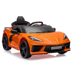Ride on Sports Car, 12V Battery Powered Car for Kids, Licensed Corvette Kids Electric Car Toy, with RC, Visual Dashboard, Music - 1 of 4