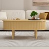 Fluted Lift Top Coffee Table with Hidden Storage Compartment, Oval Wooden Center Table, Modern Coffee Table for Living Room or Office-Koiai - 3 of 4
