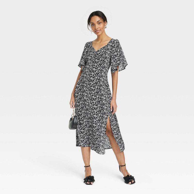 Women's Crepe Flutter Short Sleeve Midi Dress - A New Day™, 4 of 12