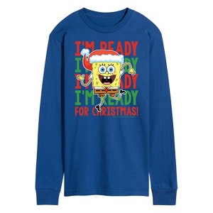 Men's - SpongeBob SquarePants - I'm Ready For Christmas Long Sleeve Graphic T-Shirt - 1 of 4