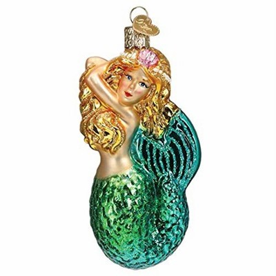 Old World Christmas Glass Blown Christmas Ornament For Christmas Tree, Seashell Mermaid