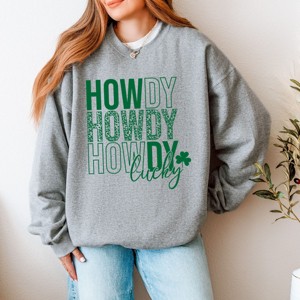 Simply Sage Market Leopard Howdy Lucky Sweatshirt - M - Graphite - 1 of 4