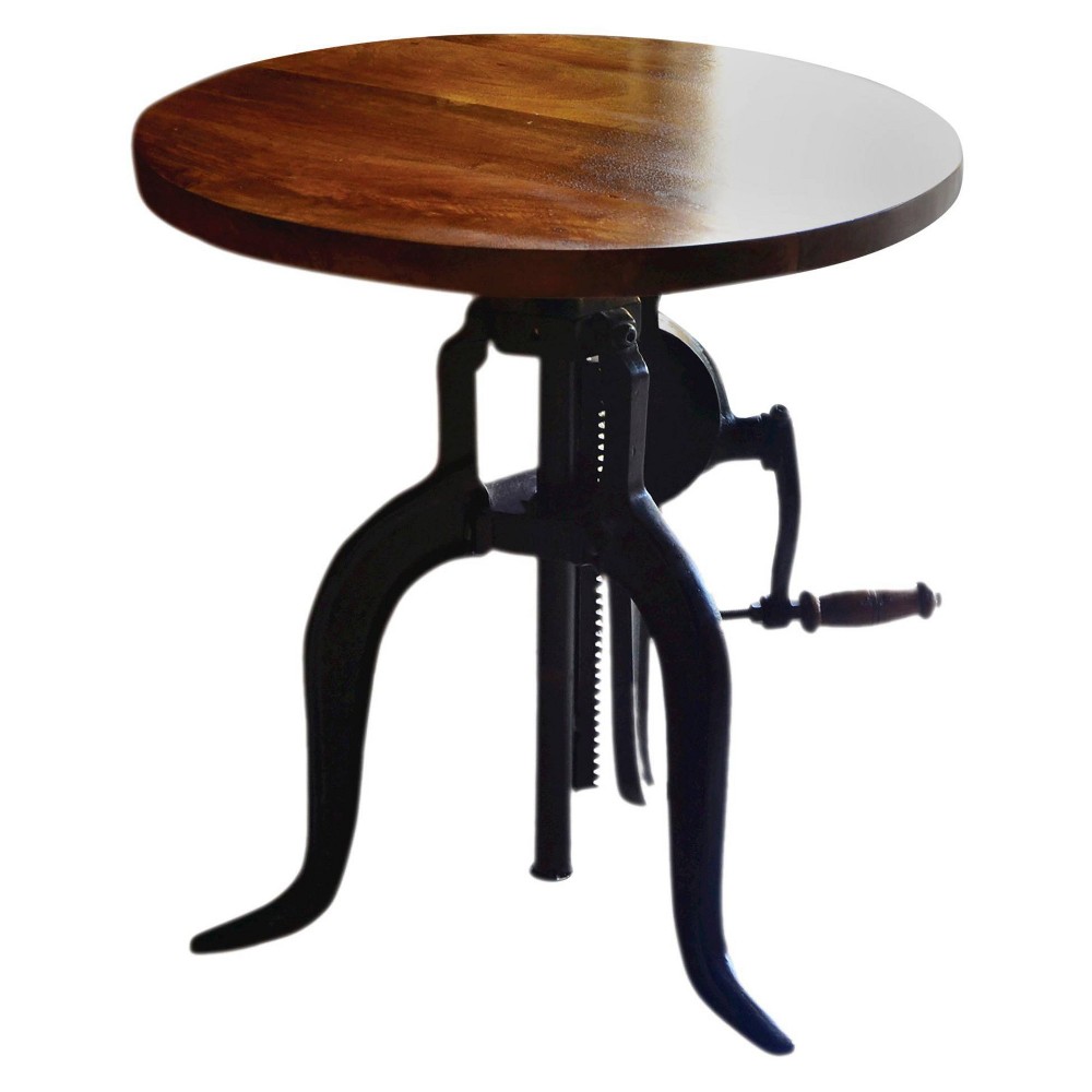 Photos - Coffee Table Emma Adjustable Crank Accent Table Chestnut/Black - Carolina Forge