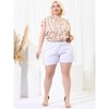 Agnes Orinda Women's Plus Size Floral Ruffle Trim V Neck Button Layered Sleeve Blouses - 3 of 4
