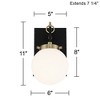 Possini Euro Design Olean Modern Wall Light Sconce Black Brass Hardwire 6" Fixture Frosted Glass Globe Shade for Bedroom Bathroom Vanity Reading House - image 4 of 4