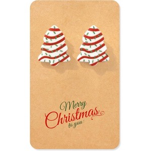 Cute Christmas Tree & Cake Stud Earrings for Women | Holiday Jewelry Gifts - 1 of 4
