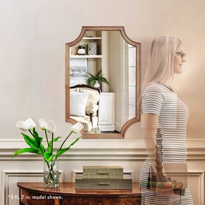 Natural Wood Scalloped Rectangular Wall Mirror
