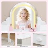 Kids Vanity with Lighted Mirror & Stool, Little Girls Vanity with Adjustable LED Light, Storage Drawer & Shelves for Girls 3-9 - 3 of 4