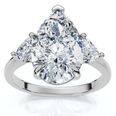 Pompeii3 Certified 3.40Ct Pear & Heart  Engagement Ring 14k Gold or Platinum Lab Created