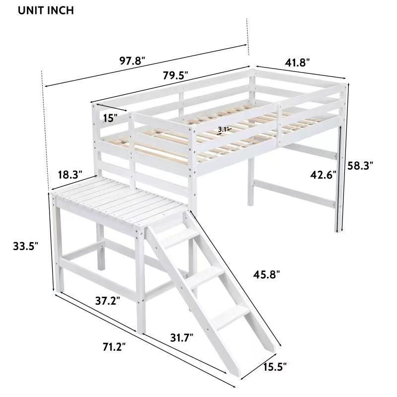 Loft Bed with Platform and Ladder - ModernLuxe, 4 of 10