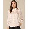 INSPIRE CHIC Women's Puff Long Sleeve Point Collar Vintage Button Work Satin Shirt - 2 of 4