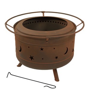 Sunnydaze Cosmic Outdoor Wood-Burning Steel Smokeless Fire Pit for the Backyard - Bronze - 30" - 1 of 4