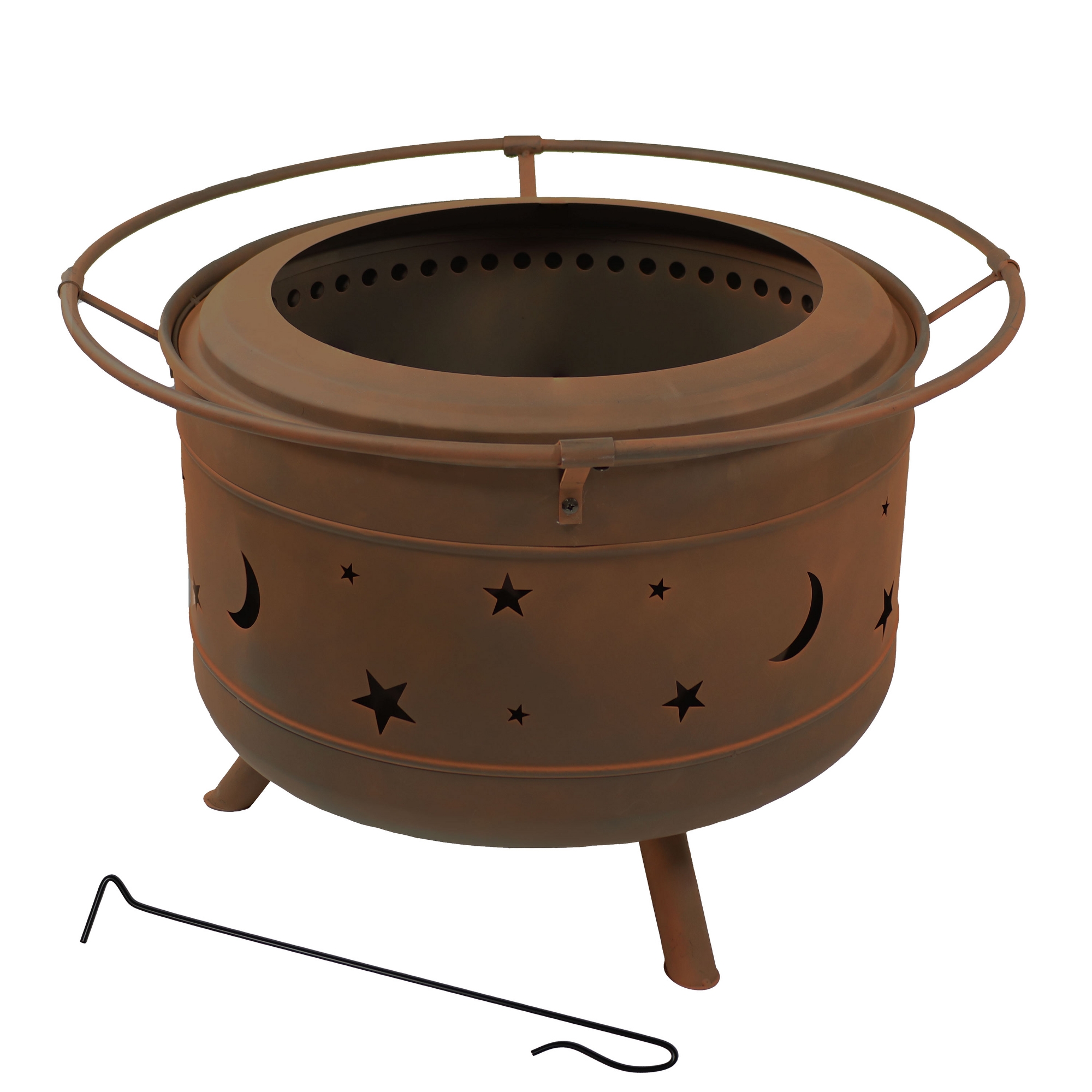 Cosmic Outdoor Wood-Burning Steel Smokeless Fire Pit for the Backyard - Bronze - 30"