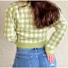 Women's Gingham Cropped Tank And Sweater Set - Blue Blush - 3 of 3