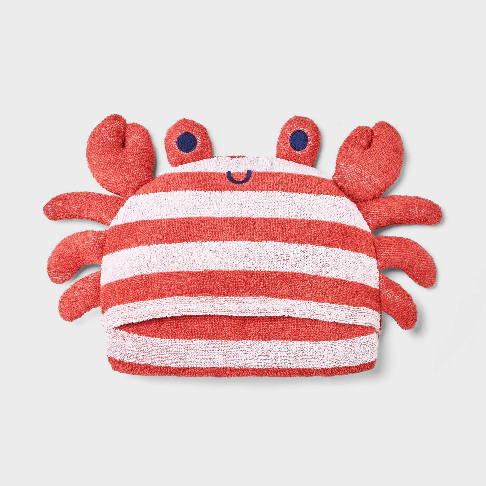 Baby Crab Striped Hooded Beach Towel - Cloud Island™ Red