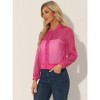 Allegra K Women's Zip Up See-Through Lightweight Long Sleeve Mesh Bomber Jacket - 4 of 4