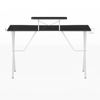 Mallot Dual-Screen Gaming Desk with Cup Holder & Headphone Hook - Black/White