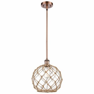 Farmhouse Rope - 1 Light Stem Hung Mini Pendant In Industrial Style-13 Inches Tall and 10 Inches Wide - 1 of 1