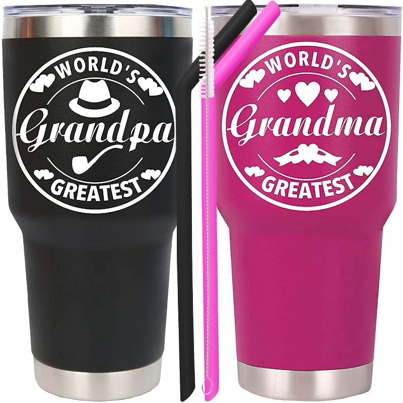 DORADREAMDEKO Grandparents Coffee Travel Mugs Set, Black, 1 of 5