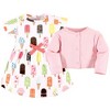 Touched by Nature Baby and Toddler Girl Organic Cotton Dress and Cardigan, Popsicle - image 3 of 4