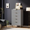 Fluted 5 Drawer Storage Dresser, Tall Modern Chest with Ample Deep Drawers and Wide Top, Wooden Organizer for Living Room, Hallway - 3 of 4