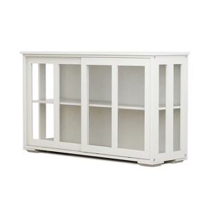 GlasFlength Transparent Storage Cabinet with Glass Doors, Adjustable Shelves, and Bell Handles, White, 41.92"*12.99"*24.6" - 1 of 4