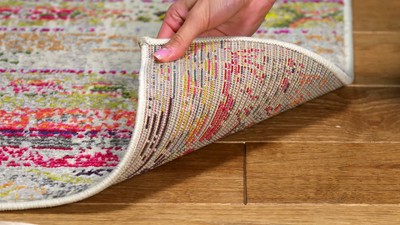 Grey and Blue Hand-knotted Synthetic Area Rug