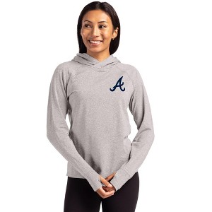 Atlanta Braves Cutter & Buck Adapt Knit Recycled Womens Heathered Hooded Pullover - 1 of 1