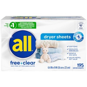 All Free Clear Fabric Softening Sheets - 195ct - 1 of 4