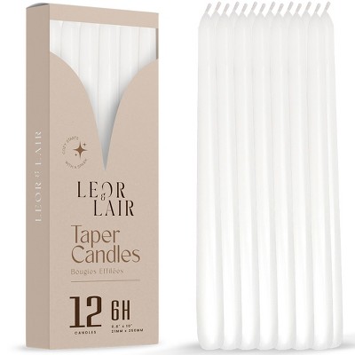 Leor & Lair Taper Candles - 12 Pack - 10" Tall Candlesticks for Dinner, Home Decor, Holiday, Wedding