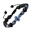 Steeltime Men's Blue stone and black beads drawstring beaded bracelet - 2 of 4