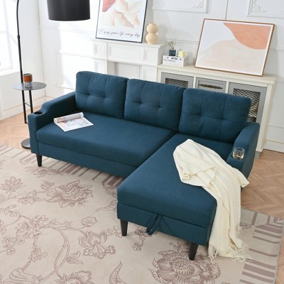 VYNXARIA Multifunctional Pull-Out Sofa Chair with Storage Space and Elegant Design, Perfect for the Living Room,Blue