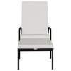 vidaXL PE Rattan Sun Loungers with Footrest - Sturdy Steel Frame, Adjustable Backrest for Garden, Patio, Black with Cream White Cushions - 3 of 4