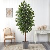 Nearly Natural 8-ft Ficus Artificial Tree in Handmade Black and White Natural Jute and Cotton Planter - 3 of 4