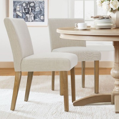 North Linen Dining Chairs Set Of 2,Upholstered Parsons Chairs With Rubberwood Legs-Maison Boucle