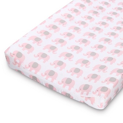 The Peanutshell Changing Pad Covers Pink And Gray Elephants/pink