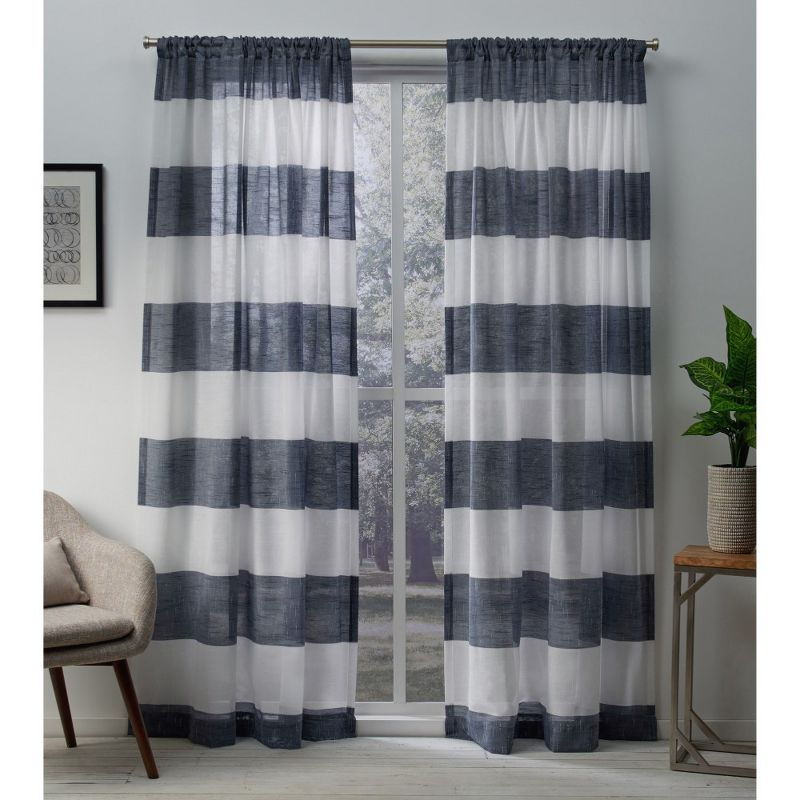 Set of 2 Darma Rod Pocket Light Filtering Window Curtain Panels - Exclusive Home, 1 of 7