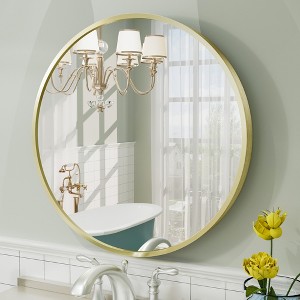 Apmir  Round High Quality Aluminum Alloy Framed French Cleat Mounted Wall Decor Bathroom Vanity Mirror - 1 of 4