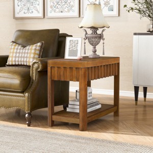 25'' Farmhouse End Table with Storage Shelf,Solid Wood Sofa Side Table for Living Room or Bedroom-Cuddlewood - 1 of 4