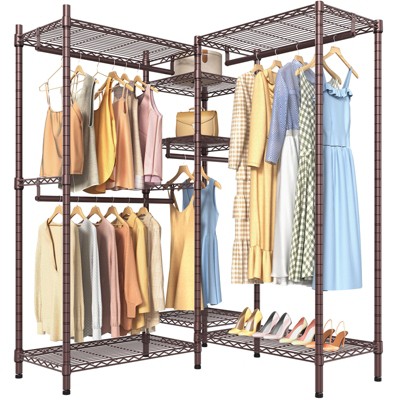 Vipek L6 Heavy Duty Clothes Rack L Shape Clothing Rack 5-tier Wire Garment  Rack Freestanding Closet, Max Load 800lbs, Bronze : Target