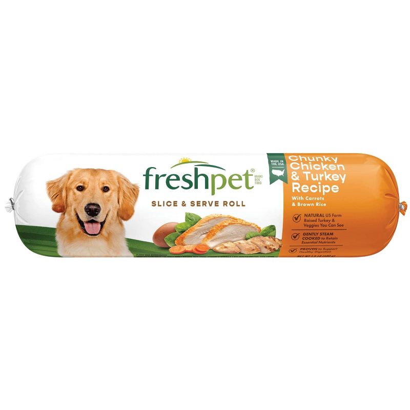 Freshpet Select Roll Chunky Chicken, Vegetable &#38; Turkey Recipe Refrigerated Wet Dog Food - 1.5lbs, 1 of 11