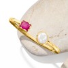 Ross-Simons 10-10.5mm Cultured Pearl and 2.10 Carat Pink Quartz Cuff Bracelet in 18kt Gold Over Sterling Size 7 - 3 of 4