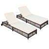 DSVIMOY 2PCS Outdoor Rattan Lounge Chair, Patio Chaise Lounge with 5-Position Backrest, Cushion and Wheels, Brown&Beige, 76.4"*25.2"*41.3" - 4 of 4